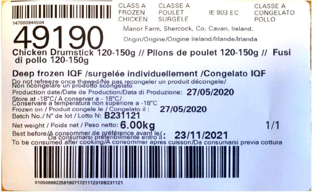 Fusi di Pollo Classe A Congelati