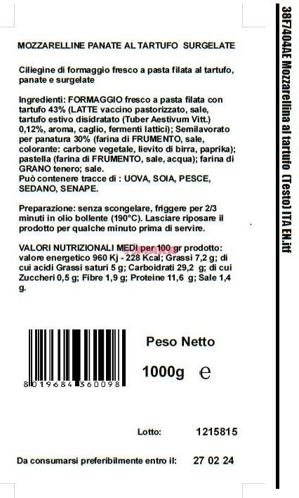 Mozzarelline Panate al Tartufo 1 kg Surgelate TAVOLA REALE