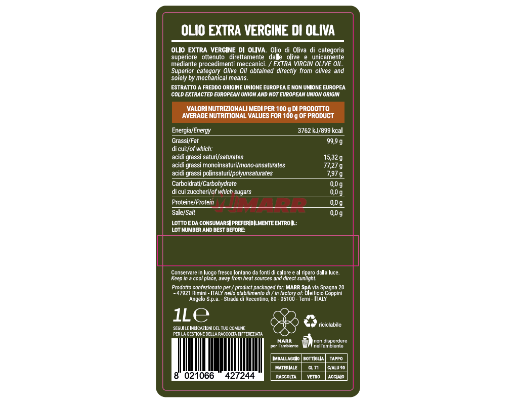 Olio Extra Vergine di Oliva Bottiglia 1 L CUCINARTE