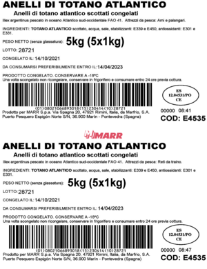 Anelli di Totano 1 kg IQF JUSTFISH
